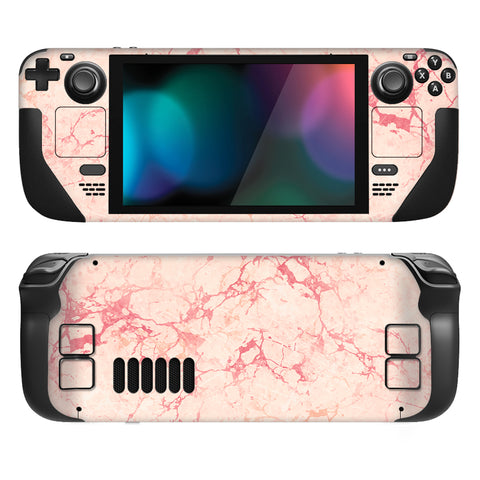 PlayVital Full Set Protective Skin Decal for Steam Deck LCD, Custom Stickers Vinyl Cover for Steam Deck OLED - Peach Marble - SDTM032