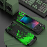 PlayVital Full Set Protective Skin Decal for Steam Deck LCD, Custom Stickers Vinyl Cover for Steam Deck OLED - Green Leaf - SDTM053