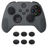 PlayVital Gray 3D Studded Edition Anti-slip Silicone Cover Skin for Xbox Series X Controller, Soft Rubber Case Protector for Xbox Series S Controller with 6 Black Thumb Grip Caps - SDX3006