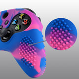 PlayVital Pink & Purple & Blue 3D Studded Edition Anti-slip Silicone Cover Skin for Xbox Series X Controller, Soft Rubber Case Protector for Xbox Series S Controller with 6 Black Thumb Grip Caps - SDX3015