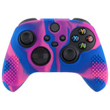 PlayVital Pink & Purple & Blue 3D Studded Edition Anti-slip Silicone Cover Skin for Xbox Series X Controller, Soft Rubber Case Protector for Xbox Series S Controller with 6 Black Thumb Grip Caps - SDX3015