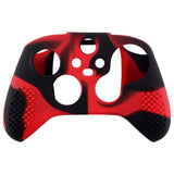 PlayVital Red & Black 3D Studded Edition Anti-slip Silicone Cover Skin for Xbox Series X Controller, Soft Rubber Case Protector for Xbox Series S Controller with 6 Black Thumb Grip Caps - SDX3016