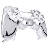 eXtremeRate Chrome Silver Edition Front Housing Shell Faceplate for PS4 Slim Pro Controller (CUH-ZCT2 JDM-040 JDM-050 JDM-055) - SP4FD03