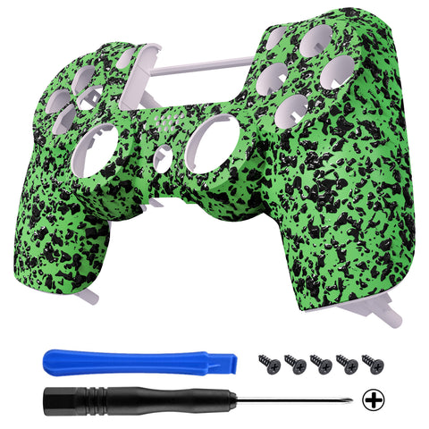 eXtremeRate Textured Green 3D Splashing Non-slip Front Housing Shell Faceplate for PS4 Slim PS4 Pro Controller (CUH-ZCT2 JDM-040 JDM-050 JDM-055) - SP4FP17
