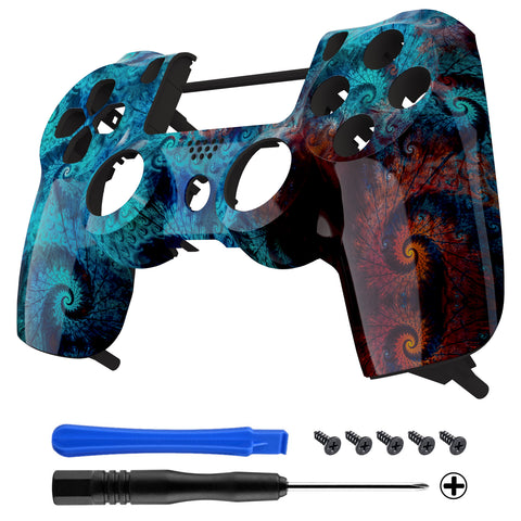 eXtremeRate Spiral Patterned Front Housing Shell Case, Faceplate Cover Replacement Kit for PS4 Slim PS4 Pro CUH-ZCT2 JDM-040 JDM-050 JDM-055 Controller - SP4FT47