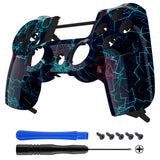 eXtremeRate Neon Frame Patterned Front Housing Shell Case, Faceplate Cover Replacement Kit for PS4 Slim PS4 Pro CUH-ZCT2 JDM-040 JDM-050 JDM-055 Controller - SP4FT48