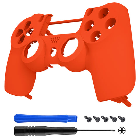 eXtremeRate Soft Touch Grip Orange Front Housing Shell Faceplate for PS4 Slim Pro Controller(CUH-ZCT2 JDM-040 JDM-050 JDM-055) - SP4FX02