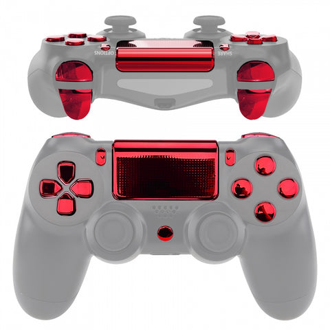 eXtremeRate Chrome Red Replacement D-pad R1 L1 R2 L2 Triggers Touchpad Action Home Share Options Buttons, Full Set Buttons Repair Kits with Tool for PS4 Slim PS4 Pro CUH-ZCT2 Controller - SP4J0415