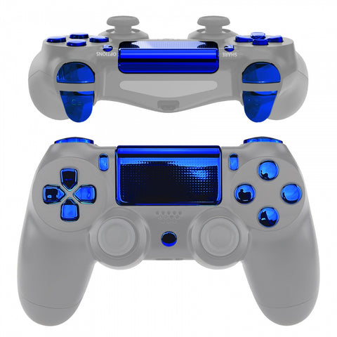 eXtremeRate Chrome Blue Replacement D-pad R1 L1 R2 L2 Triggers Touchpad Action Home Share Options Buttons, Full Set Buttons Repair Kits with Tool for PS4 Slim PS4 Pro CUH-ZCT2 Controller - SP4J0416