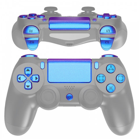 eXtremeRate Chameleon Purple Blue Classical Symbols Replacement Full Set Buttons for PS4 Slim PS4 Pro CUH-ZCT2 Controller - Compatible with PS4 DTFS LED Kit - Controller NOT Included - SP4J0501