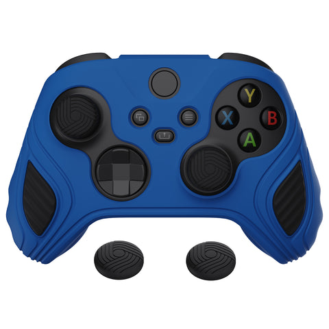 PlayVital Scorpion Edition Two-Tone Anti-Slip Silicone Case Cover for Xbox Series X/S Controller, Soft Rubber Case for Xbox Core Controller with Thumb Grip Caps - Blue & Black - SPX3001