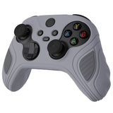 PlayVital Scorpion Edition Two-Tone Anti-Slip Silicone Case Cover for Xbox Series X/S Controller, Soft Rubber Case for Xbox Core Controller with Thumb Grip Caps - Metallic Gray & Dark Gray - SPX3006