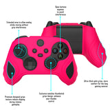 PlayVital Scorpion Edition Two-Tone Anti-Slip Silicone Case Cover for Xbox Series X/S Controller, Soft Rubber Case for Xbox Core Controller with Thumb Grip Caps - Bright Pink & Black - SPX3007