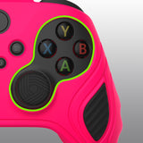 PlayVital Scorpion Edition Two-Tone Anti-Slip Silicone Case Cover for Xbox Series X/S Controller, Soft Rubber Case for Xbox Core Controller with Thumb Grip Caps - Bright Pink & Black - SPX3007