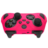 PlayVital Scorpion Edition Two-Tone Anti-Slip Silicone Case Cover for Xbox Series X/S Controller, Soft Rubber Case for Xbox Core Controller with Thumb Grip Caps - Bright Pink & Black - SPX3007