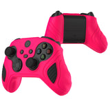 PlayVital Scorpion Edition Two-Tone Anti-Slip Silicone Case Cover for Xbox Series X/S Controller, Soft Rubber Case for Xbox Core Controller with Thumb Grip Caps - Bright Pink & Black - SPX3007