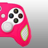 PlayVital Scorpion Edition Two-Tone Anti-Slip Silicone Case Cover for Xbox Series X/S Controller, Soft Rubber Case for Xbox Core Controller with Thumb Grip Caps - Bright Pink & White - SPX3008