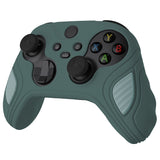 PlayVital Scorpion Edition Two-Tone Anti-Slip Silicone Case Cover for Xbox Series X/S Controller, Soft Rubber Case for Xbox Core Controller with Thumb Grip Caps - Templeton Gray & Jade Grey - SPX3009