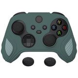 PlayVital Scorpion Edition Two-Tone Anti-Slip Silicone Case Cover for Xbox Series X/S Controller, Soft Rubber Case for Xbox Core Controller with Thumb Grip Caps - Templeton Gray & Jade Grey - SPX3009