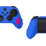 PlayVital Scorpion Edition Two-Tone Anti-Slip Silicone Case Cover for Xbox Series X/S Controller, Soft Rubber Case for Xbox Core Controller with Thumb Grip Caps - Primary Blue & Bright Pink - SPX3010