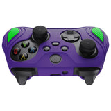 PlayVital Scorpion Edition Two-Tone Anti-Slip Silicone Case Cover for Xbox Series X/S Controller, Soft Rubber Case for Xbox Core Controller with Thumb Grip Caps - Neon Genesis Purple & Green - SPX3012