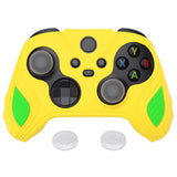 PlayVital Scorpion Edition Two-Tone Anti-Slip Silicone Case Cover for Xbox Series X/S Controller, Soft Rubber Case for Xbox Core Controller with Thumb Grip Caps - Legend Yellow & Green - SPX3013