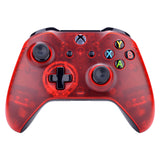 eXtremeRate Solid Clear Red Design Repair Part Housing Shell for Microsoft Xbox One X & One S Game Controller - SXOFM03