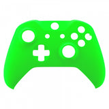 eXtremeRate Neon Green Soft Touch Grip Front Housing Shell Faceplate for Microsoft Xbox One X & One S Controller - SXOFP05