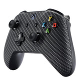 eXtremeRate Black Silver Carbon Fiber Faceplate Cover for Xbox One Wireless Controller 1708, Soft Touch Custom Front Housing Shell Case for Xbox One X & One S Controller - Controller NOT Included - SXOFS05