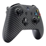 eXtremeRate Black Silver Carbon Fiber Faceplate Cover for Xbox One Wireless Controller 1708, Soft Touch Custom Front Housing Shell Case for Xbox One X & One S Controller - Controller NOT Included - SXOFS05