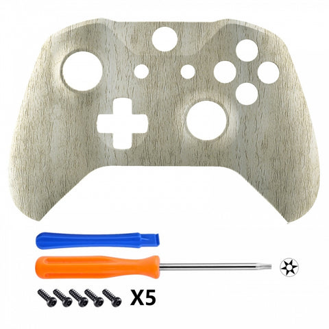 eXtremeRate Pine Wood Grain Patterned Front Housing Shell Faceplate for Xbox One S & Xbox One X Controller Model 1708 - Controller NOT Included - SXOFS10