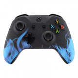 eXtremeRate Blue Flame Faceplate Cover Soft Touch Front Housing Shell Comfortable Soft Grip Replacement Kit for Microsoft Xbox One X & One S Controller - SXOFT12X