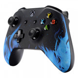 eXtremeRate Blue Flame Faceplate Cover Soft Touch Front Housing Shell Comfortable Soft Grip Replacement Kit for Microsoft Xbox One X & One S Controller - SXOFT12X