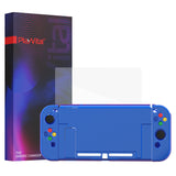 PlayVital AlterGrips Glossy Dockable Protective Case Ergonomic Grip Cover for Nintendo Switch, Interchangeable Joycon Cover w/Screen Protector & Thumb Grip Caps & Button Caps - Chameleon Purple Blue - TNSYP3001