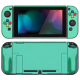 PlayVital AlterGrips Glossy Dockable Protective Case Ergonomic Grip Cover for Nintendo Switch, Interchangeable Joycon Cover w/Screen Protector & Thumb Grip Caps & Button Caps - Chameleon Green Purple - TNSYP3002