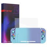 PlayVital AlterGrips Dockable Protective Case Ergonomic Grip Cover for Nintendo Switch, Interchangeable Joycon Cover w/Screen Protector & Thumb Grip Caps & Button Caps - Gradient Violet Blue - TNSYP3003