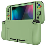 PlayVital AlterGrips Dockable Protective Case Ergonomic Grip Cover for Nintendo Switch, Interchangeable Joycon Cover w/Screen Protector & Thumb Grip Caps & Button Caps - Matcha Green - TNSYP3005