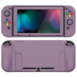 PlayVital AlterGrips Dockable Protective Case Ergonomic Grip Cover for Nintendo Switch, Interchangeable Joycon Cover w/Screen Protector & Thumb Grip Caps & Button Caps - Dark Grayish Violet - TNSYP3006