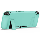 PlayVital AlterGrips Dockable Protective Case Ergonomic Grip Cover for Nintendo Switch, Interchangeable Joycon Cover w/Screen Protector & Thumb Grip Caps & Button Caps - Misty Green - TNSYP3009