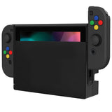 PlayVital AlterGrips Dockable Protective Case Ergonomic Grip Cover for Nintendo Switch, Interchangeable Joycon Cover w/Screen Protector & Thumb Grip Caps & Button Caps - Black - TNSYP3011