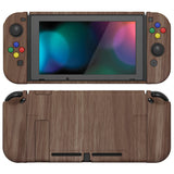 PlayVital AlterGrips Dockable Protective Case Ergonomic Grip Cover for Nintendo Switch, Interchangeable Joycon Cover w/Screen Protector & Thumb Grip Caps & Button Caps - Wood Grain - TNSYS2001