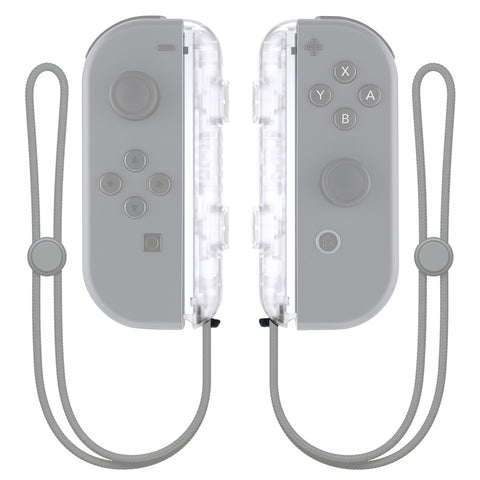 eXtremeRate Clear Replacement shell for NS Switch Joycon Strap, Custom Joy-Con Wrist Strap Housing Buttons for NS Switch - 2 Pack - UEM501