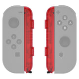 eXtremeRate Clear Red Replacement shell for NS Switch Joycon Strap, Custom Joy-Con Wrist Strap Housing Buttons for NS Switch - 2 Pack - UEM502