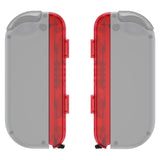 eXtremeRate Clear Red Replacement shell for NS Switch Joycon Strap, Custom Joy-Con Wrist Strap Housing Buttons for NS Switch - 2 Pack - UEM502