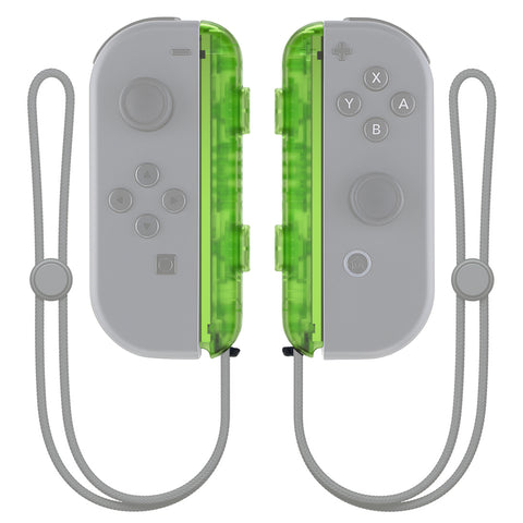 eXtremeRate Clear Green Replacement shell for NS Switch Joycon Strap, Custom Joy-Con Wrist Strap Housing Buttons for NS Switch - 2 Pack - UEM503