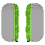 eXtremeRate Clear Green Replacement shell for NS Switch Joycon Strap, Custom Joy-Con Wrist Strap Housing Buttons for NS Switch - 2 Pack - UEM503