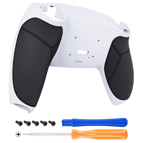 eXtremeRate Black White Performance Rubberized Grip Redesigned Back Shell for PS5 Controller eXtremerate RISE Remap Kit - Controller & RISE Remap Board NOT Included - UPFU6010