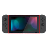 eXtremeRate Clear Red DIY Housing Shell for NS Switch Console, Replacement Faceplate Front Frame for NS Switch Console with Volume Up Down Power Buttons - Console NOT Included - VEP315