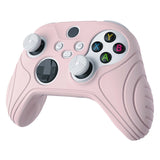 PlayVital Samurai Edition Pink Anti-slip Controller Grip Silicone Skin, Ergonomic Soft Rubber Protective Case Cover for Xbox Series S/X Controller with White Thumb Stick Caps - WAX3005