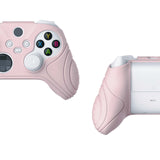 PlayVital Samurai Edition Pink Anti-slip Controller Grip Silicone Skin, Ergonomic Soft Rubber Protective Case Cover for Xbox Series S/X Controller with White Thumb Stick Caps - WAX3005